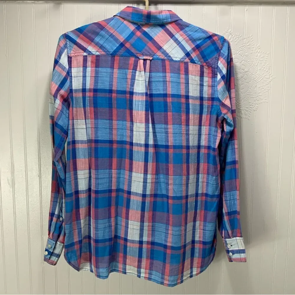 J. CREW 1/2 button long sleeve plaid shirt